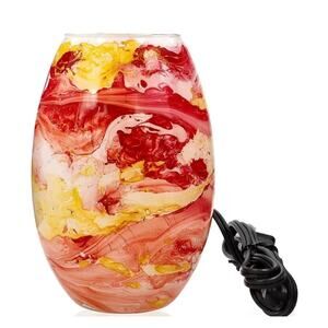 Hand Crafted Multi Colored Marble Painted Glass Lamp 8.5” x 5.5”